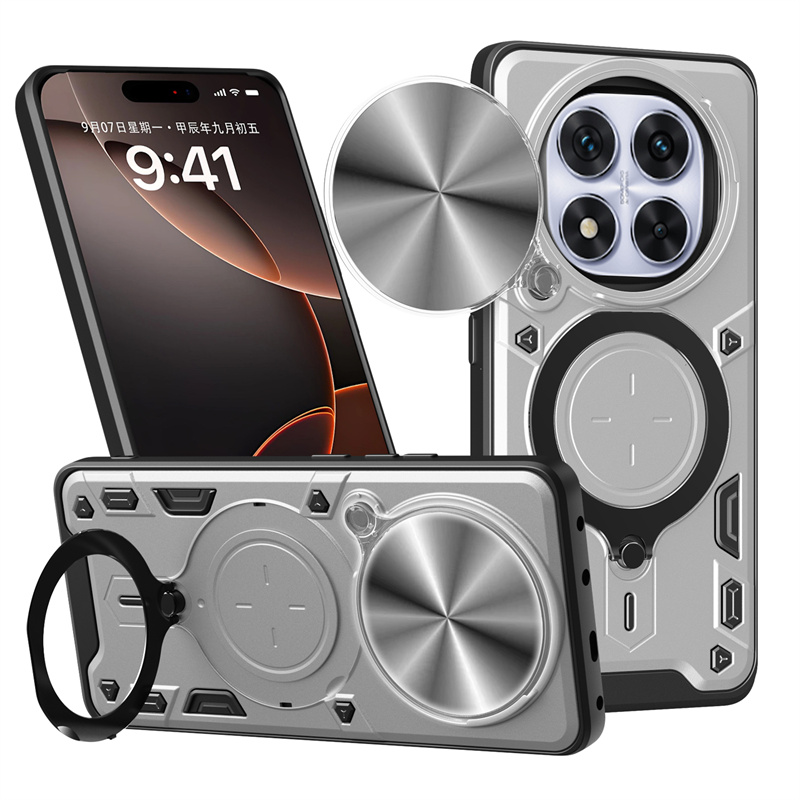 Armor Funda For Xiaomi Redmi Note 14 Pro 5G Case Slide Lens Protect Ring Stand Back Cover For Redmy Note14 Redmi Note14pro Plus: Brown / For iPhone 16 Pro