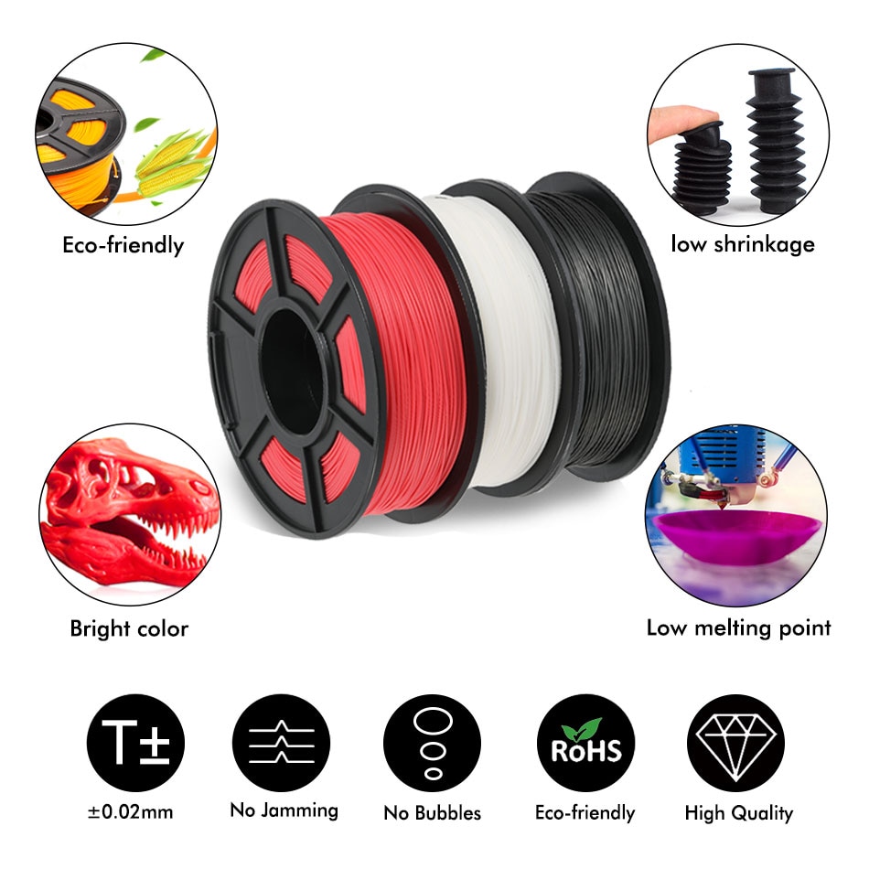 SUNLU Filament 3d PCL For FDM Printer 1.75mm 1kg Low Temperature Plastic PCL 3D Printing Materials