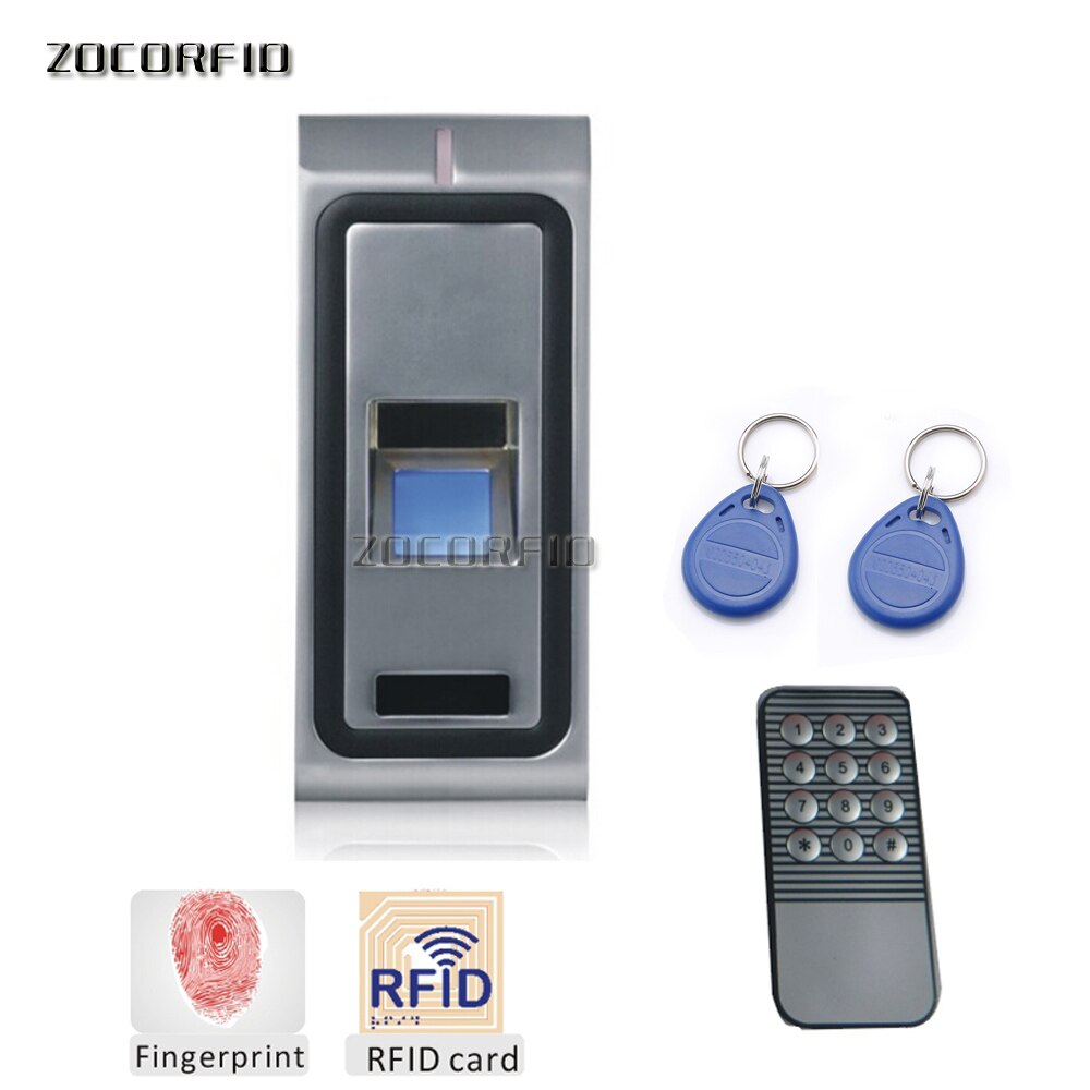 DC-12V metal shell 125KHZ RFID &amp; fingerprint Entrance guard control system/access control system+10 crystal keyfob