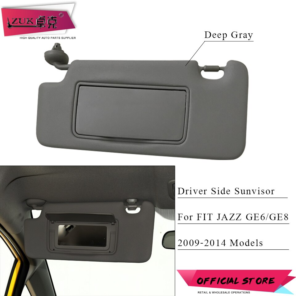 ZUK Car Left Driver Side Sunvisor Sunshade Sun Shield Antidazzle Visor For HONDA FIT JAZZ GE6 GE8: Deep Gray