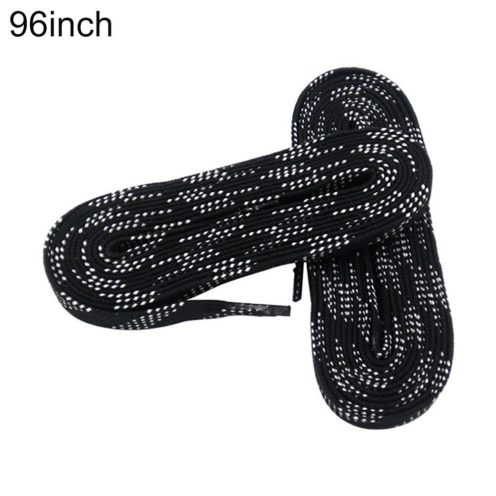 1 Pair 96/108/120 Inch Dual Layer Braid Extra Reinforced Tips Waxed Waterproof Shoe Laces for Ice Hockey Roller Skates: Black 96inch