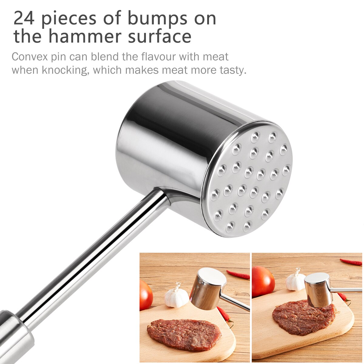 304 Stainless Steel Meat Tenderizer Hammer Steak Beefsteak Pounder Mallet Smashing Meat Tenderizer Pounders Beef Meat Hammer