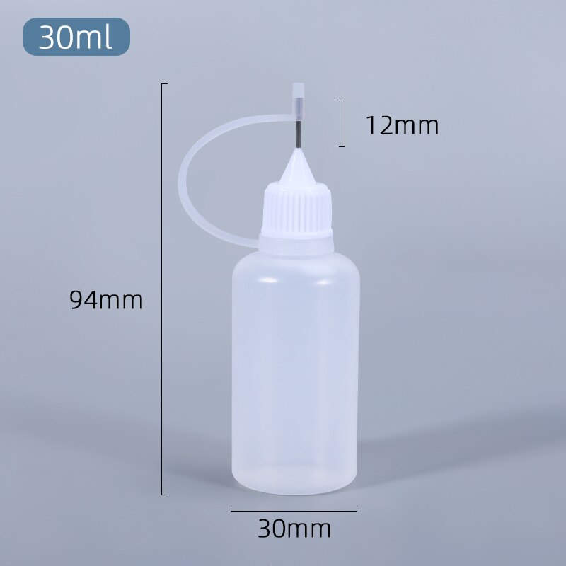 Bottiglia di plastica vuota per applicatore con punta trasparente bottiglia di plastica con tappo a punta per artigianato colla artistica bottiglia riutilizzabile in HDPE: 30ml