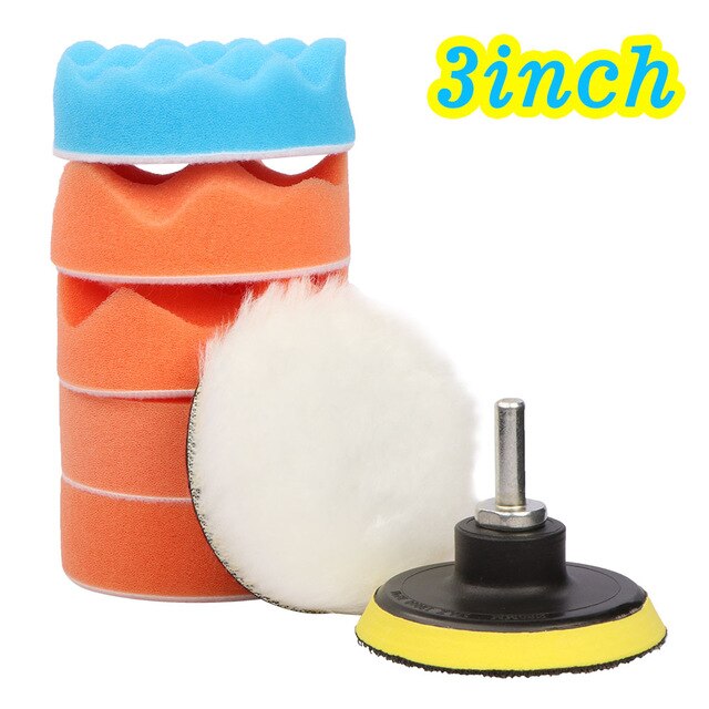 Almohadilla de pulido para coche, almohadilla de esponja de pulido Kit de herramientas de mano, adaptador de taladro de 3, 4, 5, 6 y 7 pulgadas, almohadilla amortiguadora, 8 Uds.: 3 Inch M10