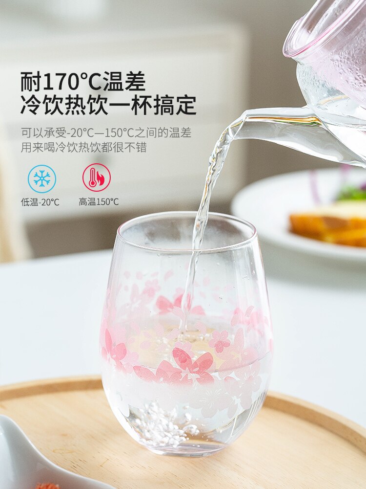Cherry Blossom color changing glass fresh water cup tea cup lovely girl cup Egg Cup Home