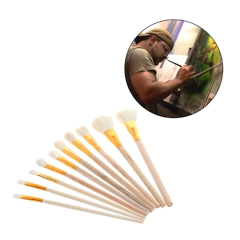 Borstels Set Voor Kunst Schilderij Olie Acryl Aquarel Tekening Craft Diy Kid Penselen Schilderen Leveringen 10Pcs