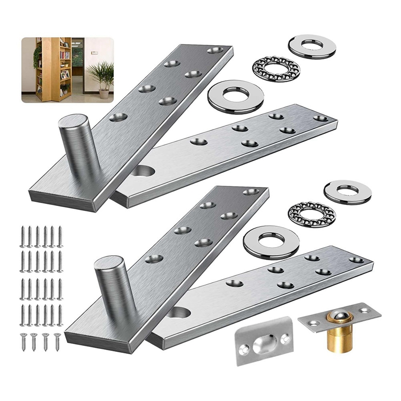 Système de charnière de pivot de porte invisible, quincaillerie de coup de but, portes en bois rapides, installation facile, jusqu'à 200 lb: Argent