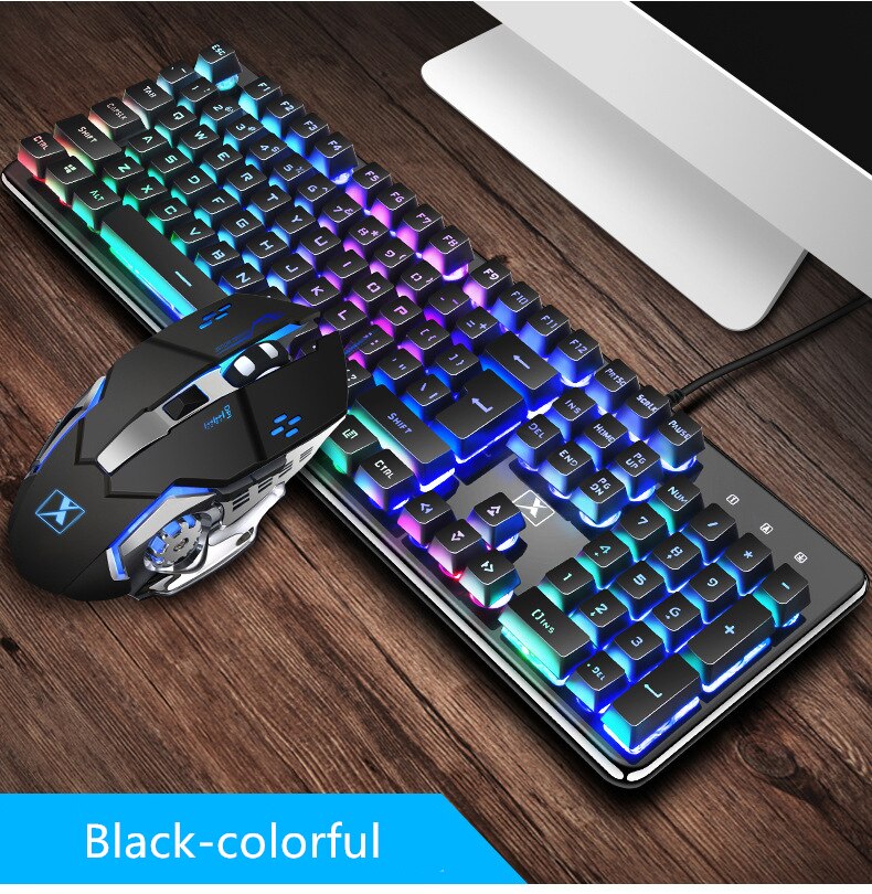 Clavier Gaming filaire, avec rétroéclairage, 3200Dpi, souris Gaming silencieuse, pour PC portable