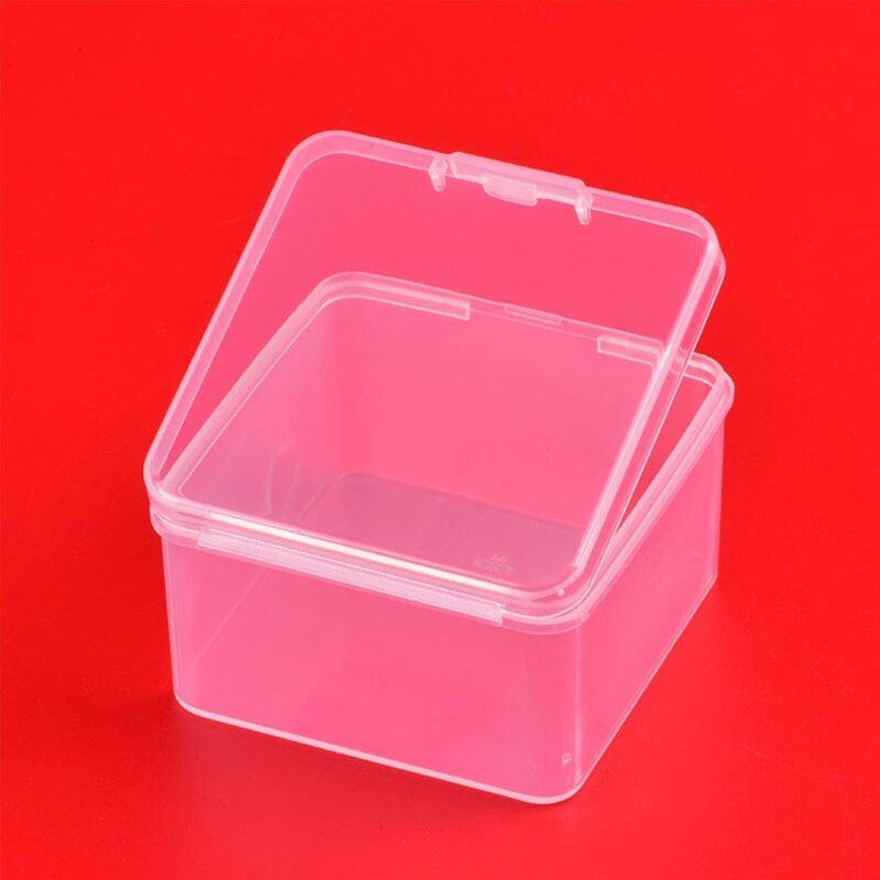 2.56x2.56x1.5in Plastic Box Clear Storage Containers Box Square Storage Containers Box w/ Hinged Lid for Small Items