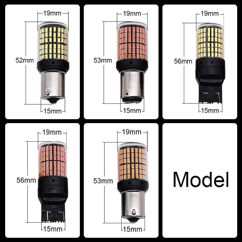 EURS 1x 3014 144smd CanBus S25 1156 BA15S P21W LED BAY15D BAU15S PY21W T20 7440 LED Turn Signal Bulb Plastic Housing