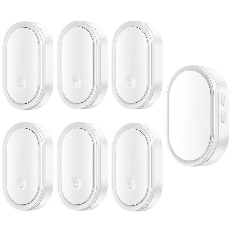 CACAZI Willkommen Drahtlose Türklingel Wasserdicht 300M Fernbedienung 6 Taste 1 Empfänger Smart LED Licht Hause Tür Ring Glocke Elektronische: white 6x1 / EU