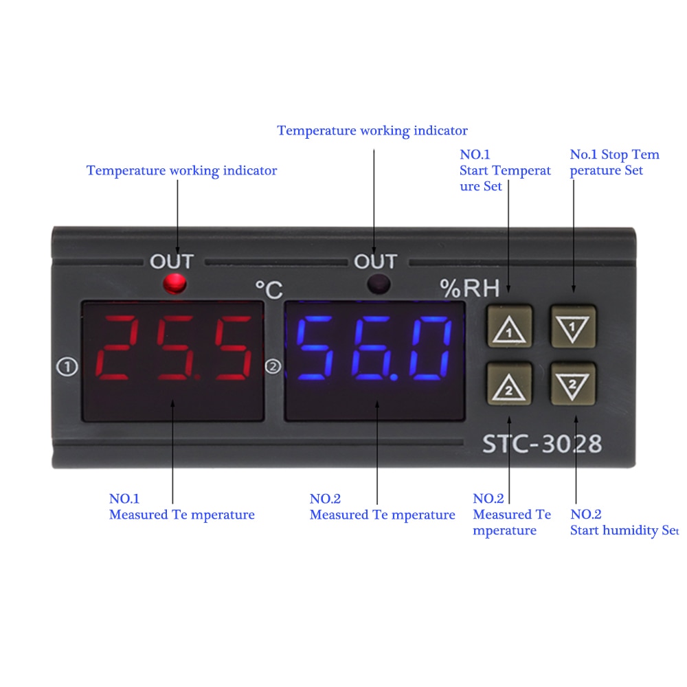 STC-3008 Thermostat numérique STC-3028 température humidité contrôleur Thermostat hygrostat thermomètre hygromètre interrupteur de commande
