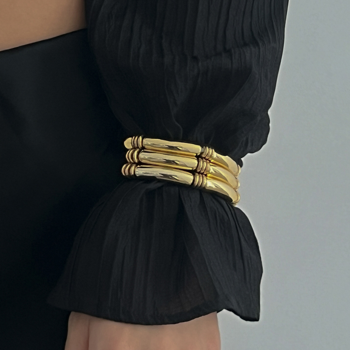 KMVEXO Vintage Acrylic Bamboo Beads Bracelet for Women Multi Color Stretchy Resin Girls Charm Couple Bangles Men Jewelry: Light Yellow Color