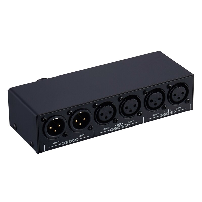 2 in 1Out XLR Switcher, Fully Balanced Passive, Pre-Active Speaker, Volume Control Switcher, Lossless XLR Interface