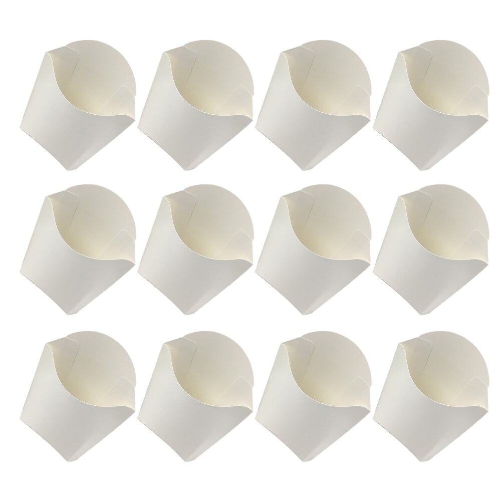 24pcs White Paper Grease Resistant French Fry Holders Disposable Snack Cups Containers