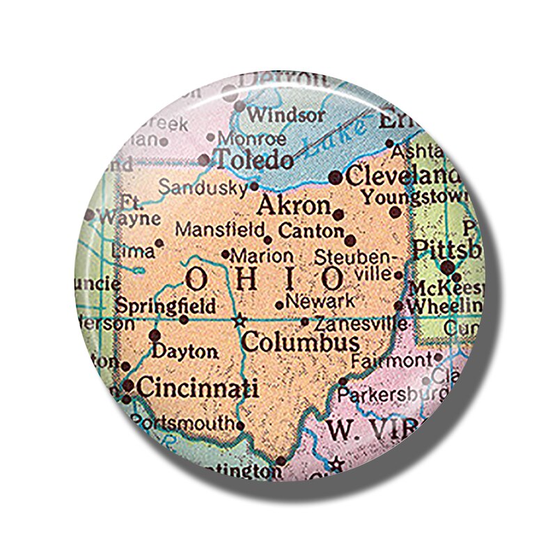 Ohio Melbourne Williamsburg Ecuador Los Angeles Indianapolis Cape Cod Philadelphia Florence Map Souvenir Fridge Magnets Stickers: Ohio
