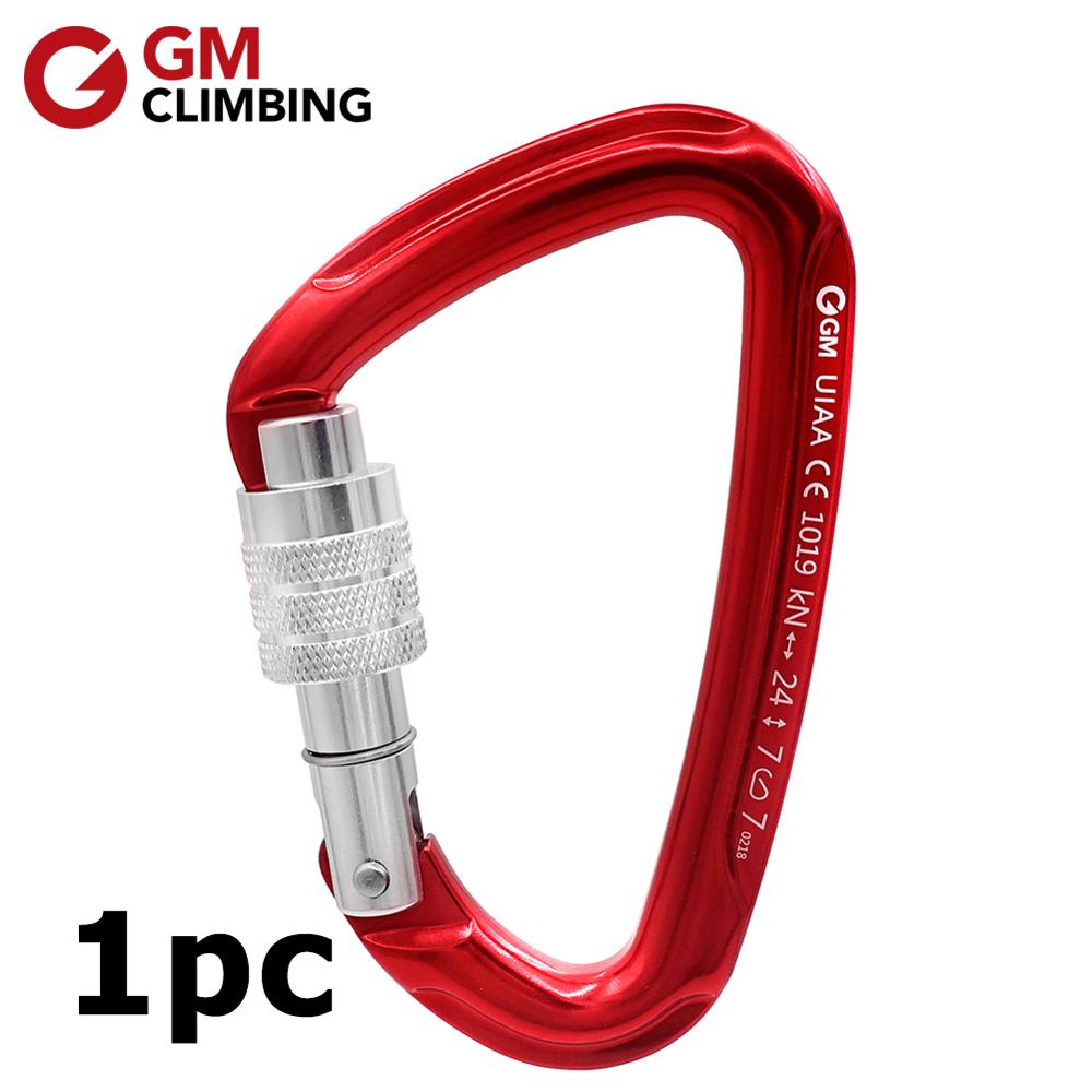 GM CLIMBING D Carabiner 24kN CE / UIAA Screw Locking Rock Climbing Carabiner Safety Lock Buckle Rescue Mountaineering Equipment