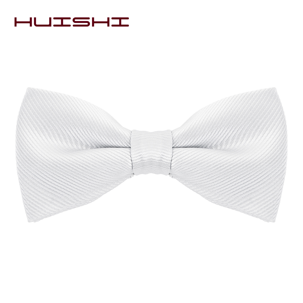 HUISHI Papillon per uomo Striscia solida Nero Perla Bianco Papillon Elegante uomo Bussiness Accessori per feste di nozze Fiocco a farfalla