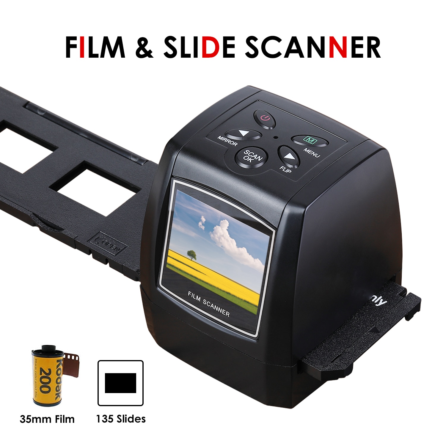 35Mm Film Scanner Digitale Usb Film Converter W/Display 110/126/135 Slides Negatieve Film Printer Hoge Resolutie foto Scanner