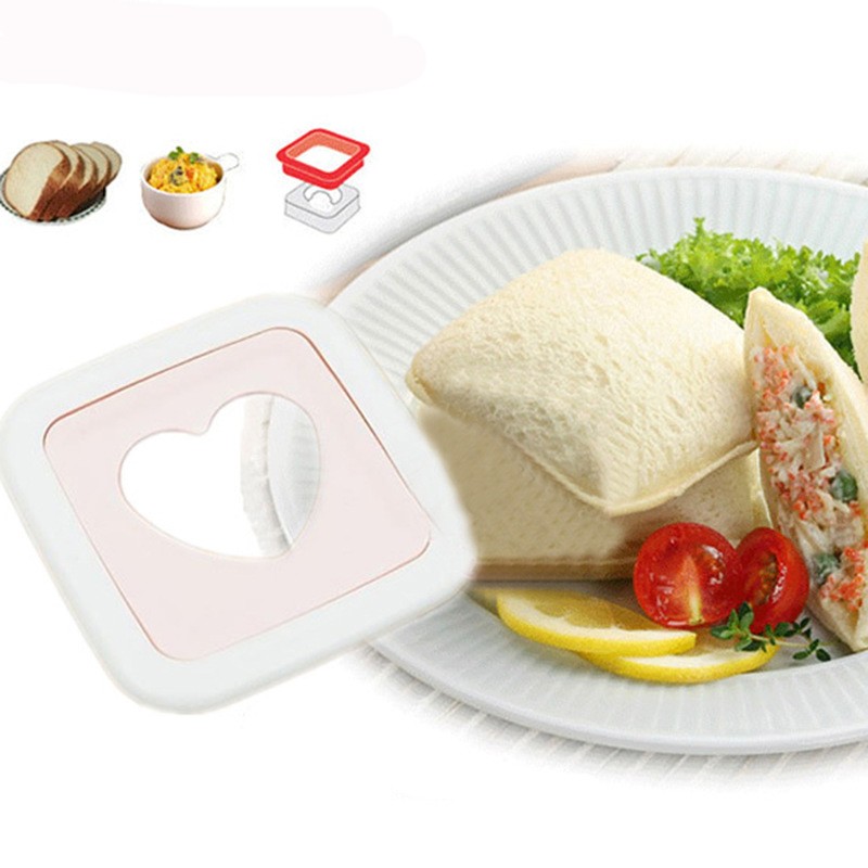 Molde para sándwich con forma de corazón, fabricante de tostadas, cortador de moldes para desayuno, accesorios de cocina, herramientas @