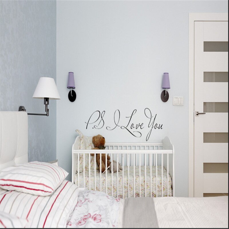 58*15cm PS I Love You Wall Art Decal Home Decor Famous & Inspirational Quotes Living Room Bedroom Removable Wall Stickers 8017