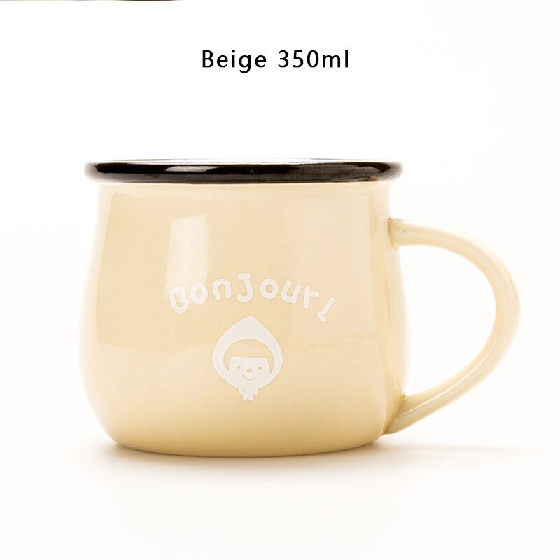 Zakka Retro Ceramic Cups and Mugs Travel Coffee Mug Enamel Breakfast Milk Tea Cups Simple and Mugs Kitchen Tool: 15