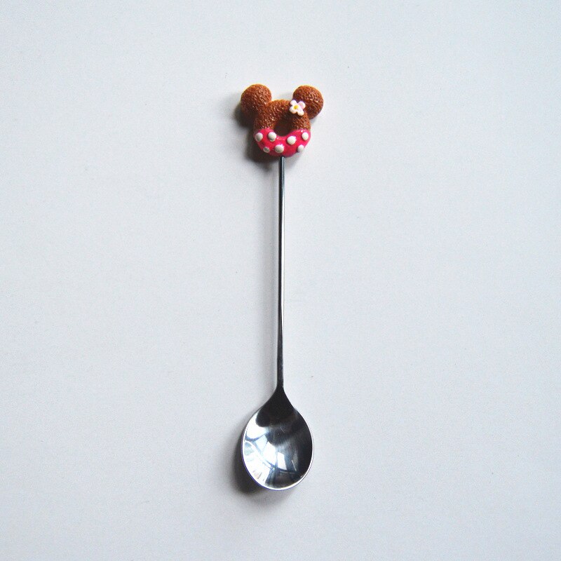 Cuillère à beignet en acier inoxydable, gâteau café Dessert thé glaces cuillères à remuer bonbons cuillère à thé mignonne de dessin animé 1 pièce: F