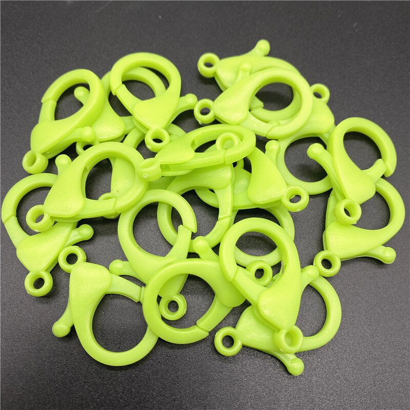 10Pcs 35mm Plastic Lobster Clasp Hooks Keychain End Connectors For Jewelry Making DIY Bracelet Chain Accessories: Green