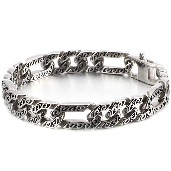 Retro 316L Roestvrij Staal Gegoten Metalen Armband Mannen Patroon Chain Heren Armbanden Mannelijke Biker Sieraden Accessoire: Style 2 / 21cm