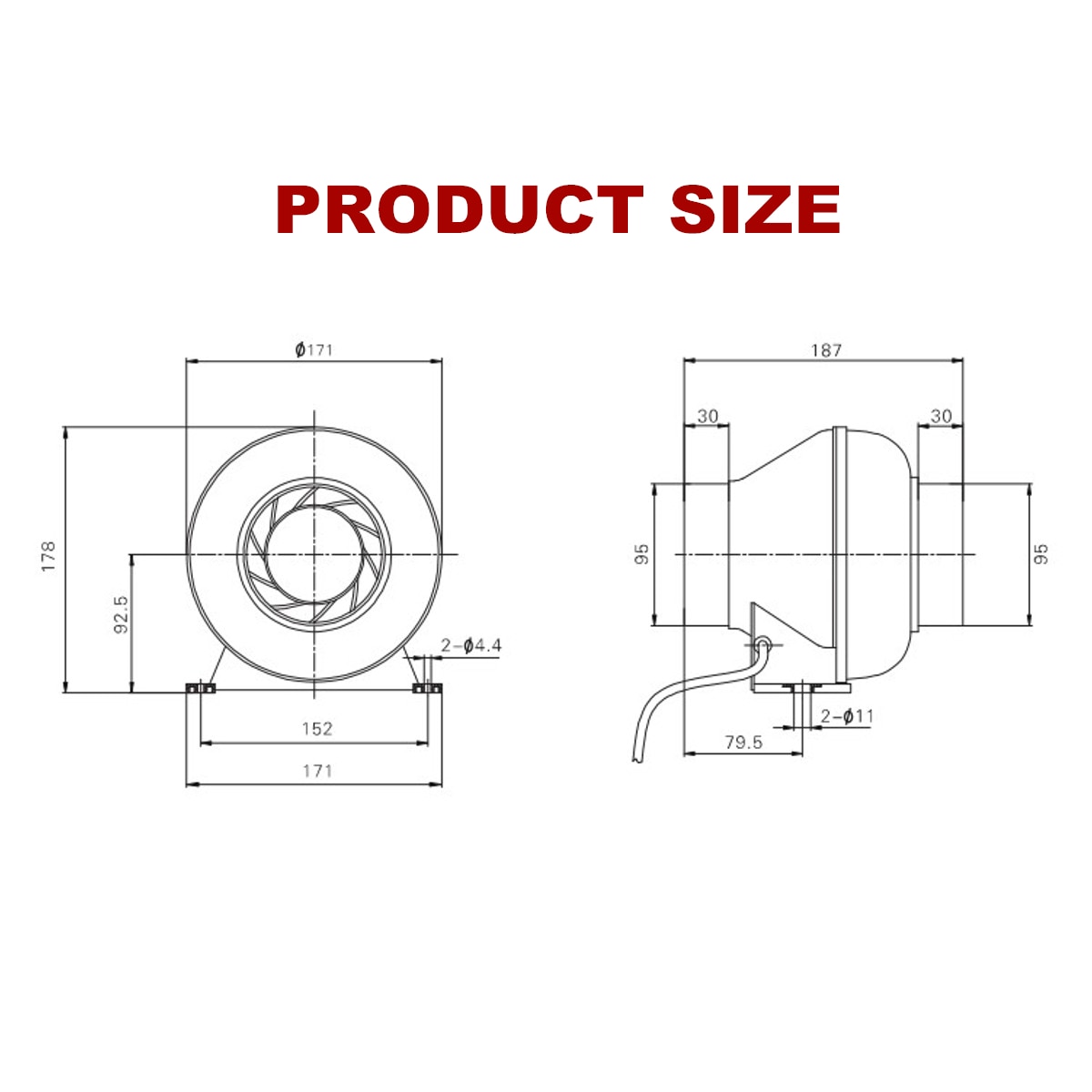 4Inch 32W Duct Fan Exhaust-Fan-Blower Ventilation Exhaust Air Blower Cooling Fan Inline Duct-booster Ventilator Air Extractor