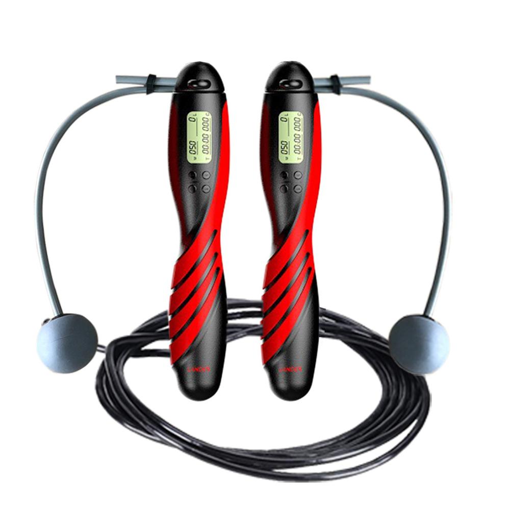 2 In 1 Adjustable Digital Counting Jump Rope With Ball Bearings Calorie Counter Indoor and Outdoor Multi-purpose Skipping Rope: Black