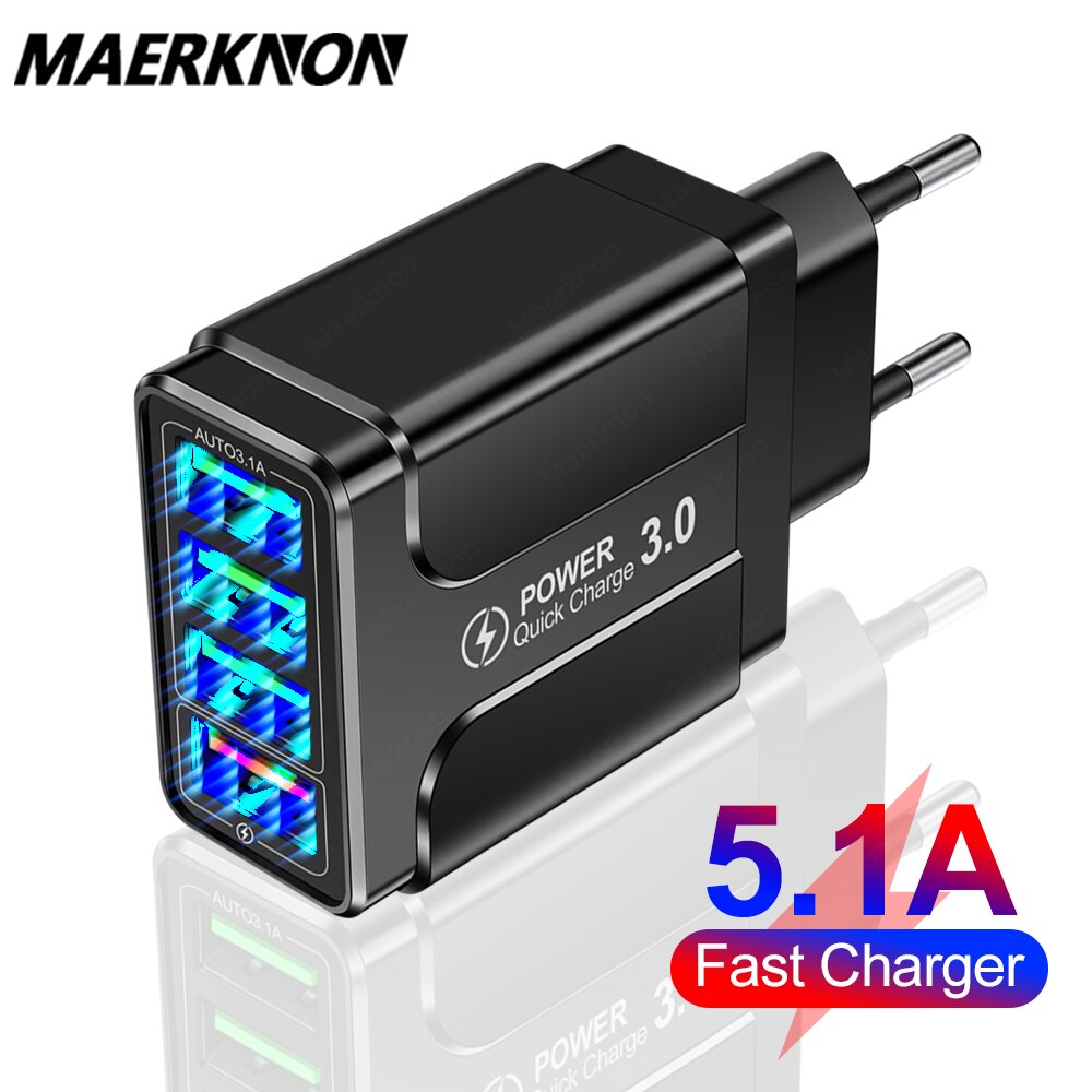 4 Usb Lader Зарядка Для Телефона Opladers Voor Iphone 12 Xiaomi Redmi Note 10 Fast Charger Voor Iphone Opladers Charger adapter