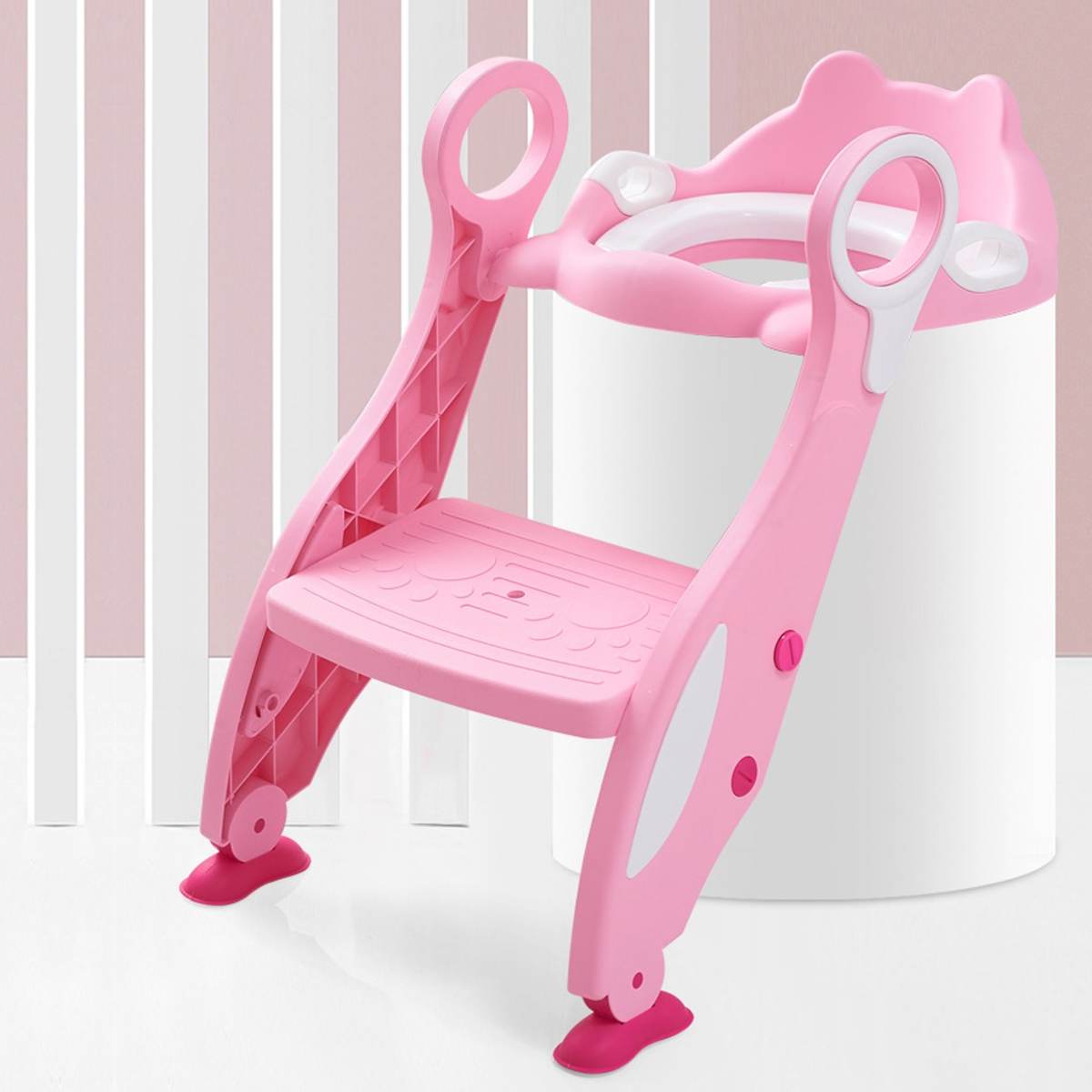 Spædbørn toilet stige børn toilet ring tilbehør trin stige folde baby toilet potte træningssæder potter til børn: Lyserød