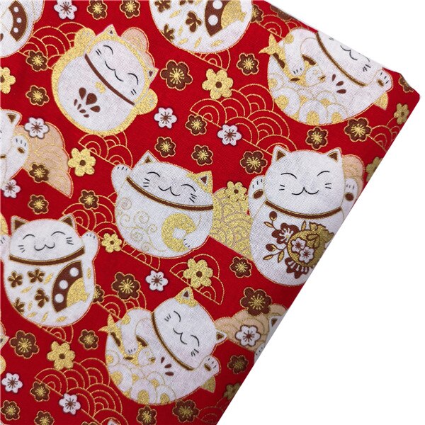 Mantel para coser DIY, colchas hechas a mano, decoración de algodón para el hogar, estampado reactivo de satén, estilo bronce, flor de ciruela, tela de gatos