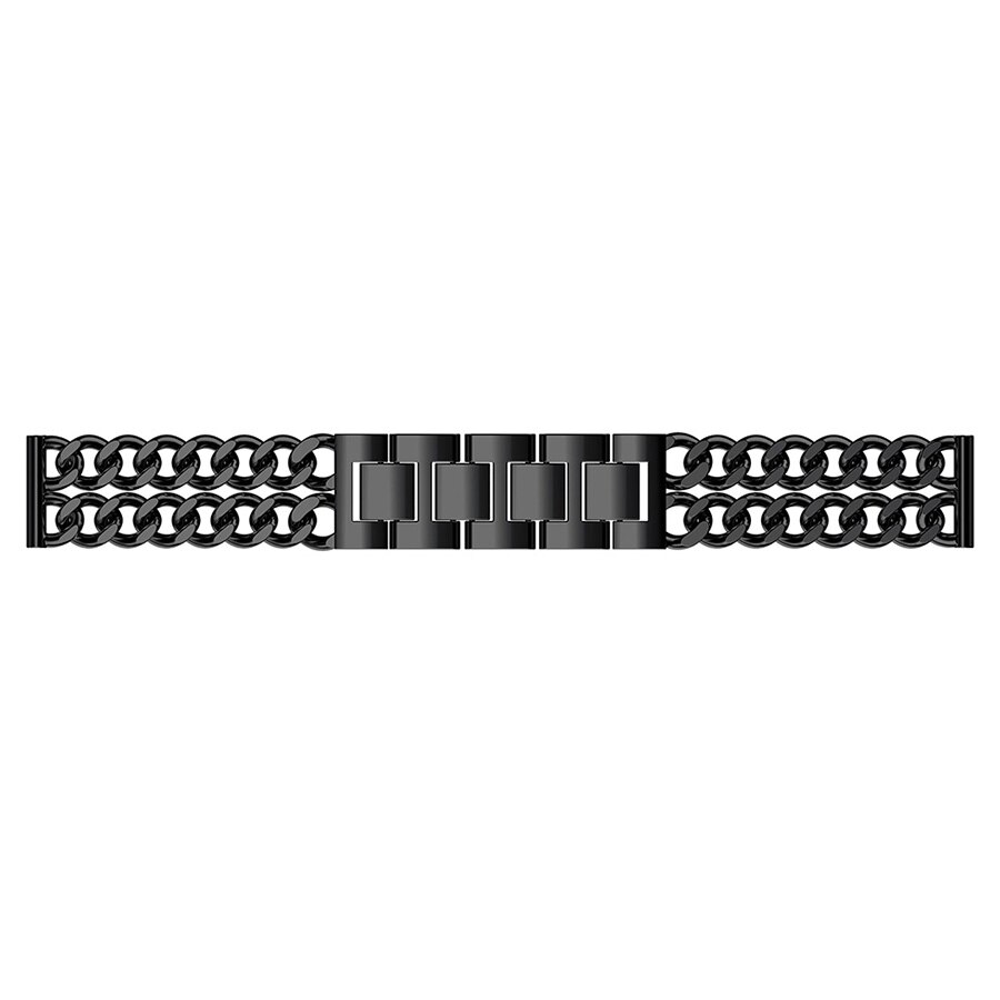 Metall Band Armband für Fitbit Versa Band Doppel Ketten Stil Strap Armband für Fitbit Versa 2/Lite Armband: Black