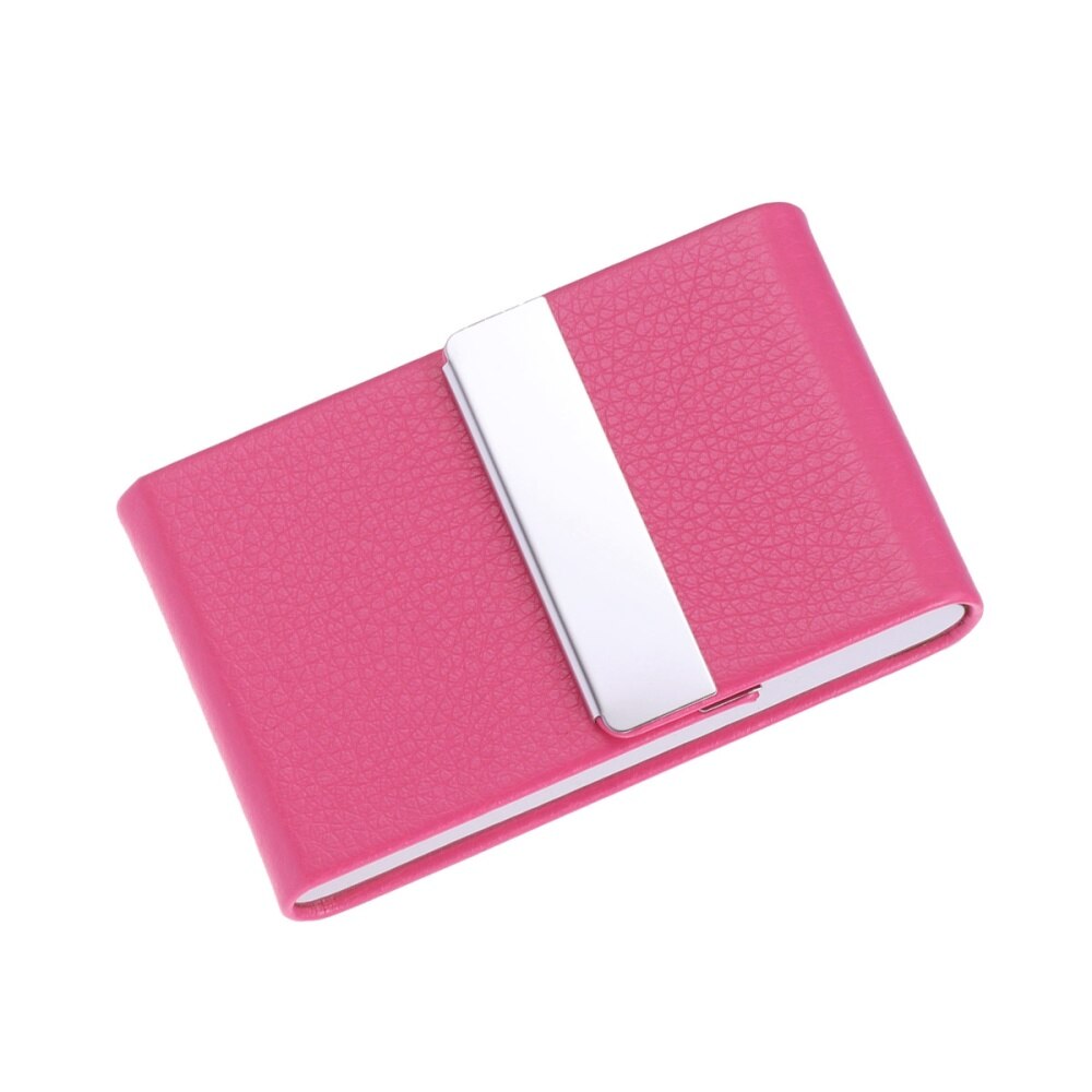 Big Capacity Vertical Section Business Name Holder Credit Holder Unisex Visit Case Metal Wallet PU Leather Solid Steel B