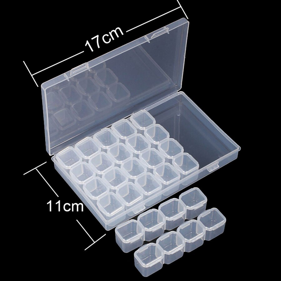 8/28Grid Transparent Plastic Suitcase Diamond Bead Container Storage Box Tool Nail Art Rhinestone Mosaic Organizer Accessories