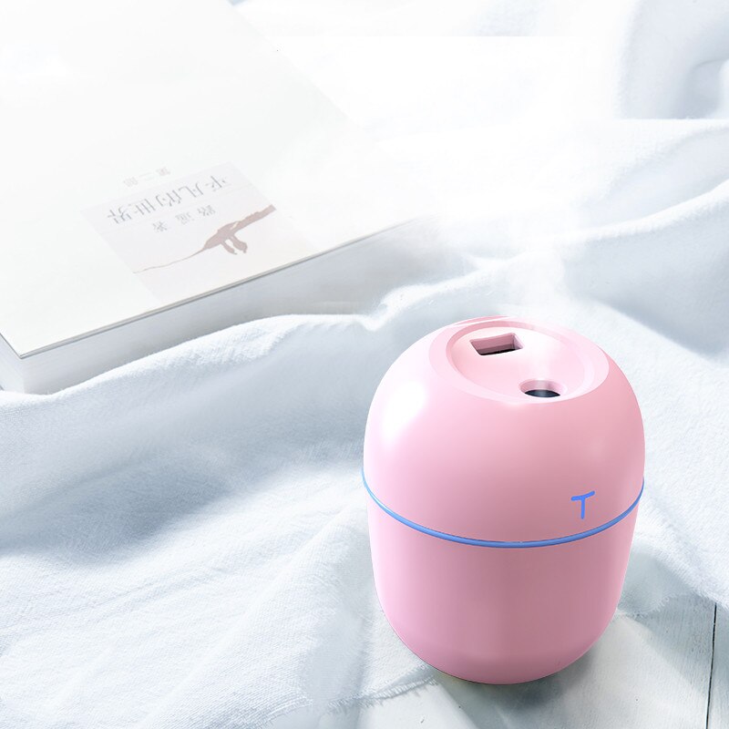 Ultrasonic Air Humidifier 220ML Aroma Essential Oil Diffuser for Home Car USB Fogger Mist Maker with LED Night Lamp: Pink