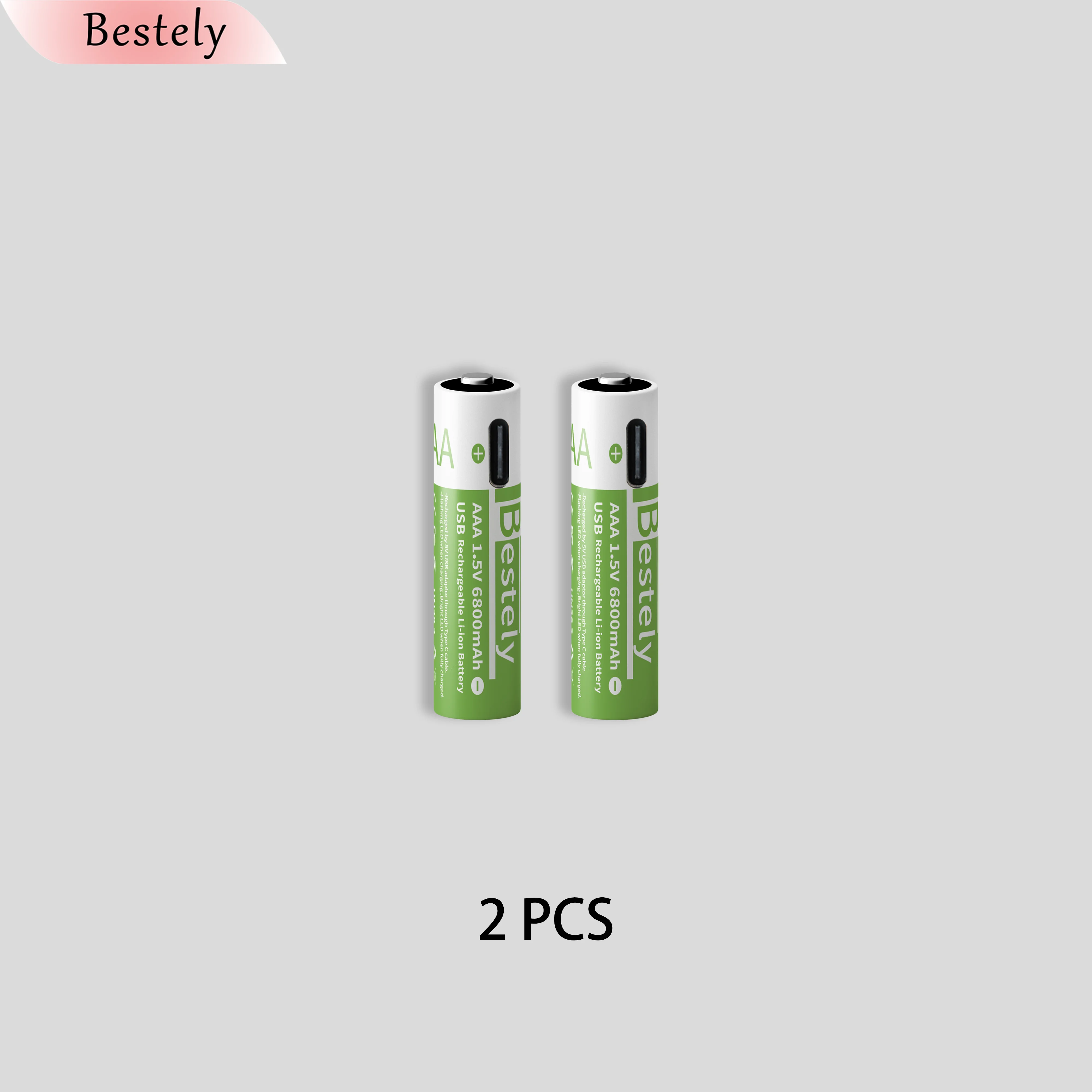 1.5v AAA 6800mAh Rechargeable Lithium Batteries High Capacity AAA Li-ion Battery Type-C USB 2000 times cycle with free cable: GRAY