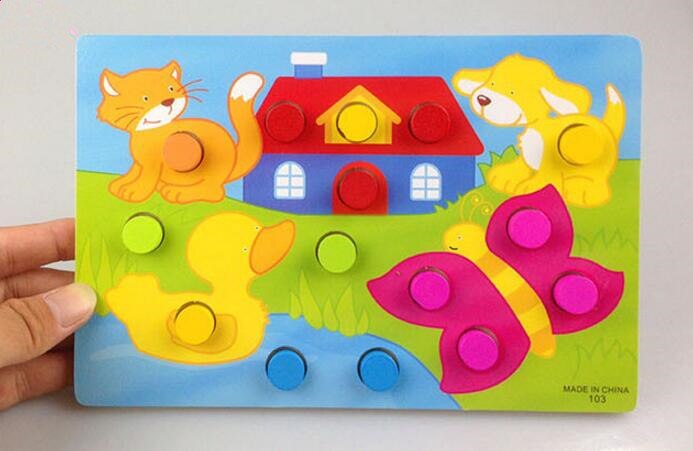 Planche de puzzle Tangram en bois pour enfants, pour enfants, éducation précoce, dessin animé, maison en bois, animaux, jeu, jouets: animal