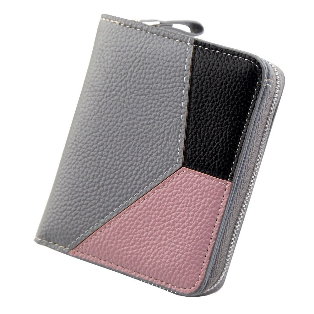 Patchwork damesportemonnees grote capaciteit leren clutch portemonnee kaarthouder portemonnee voor vrouwen mooie dames portemonnee: Grijs