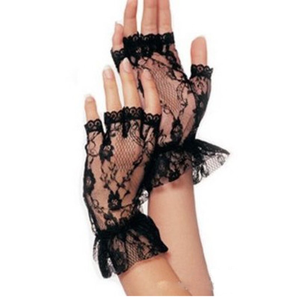 Punk Goth Lady Disco Dance Costume Lace Fingerless Mesh Fishnet Gloves summer Candy colors Gloves without fingers