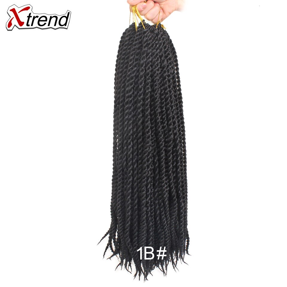 Xtrend Crochet Hair Senegalese Twist Synthetic Crotchet Braid 22inch 12 Roots Braiding Extensions Twists Braids: #1B / 1Pcs/Lot