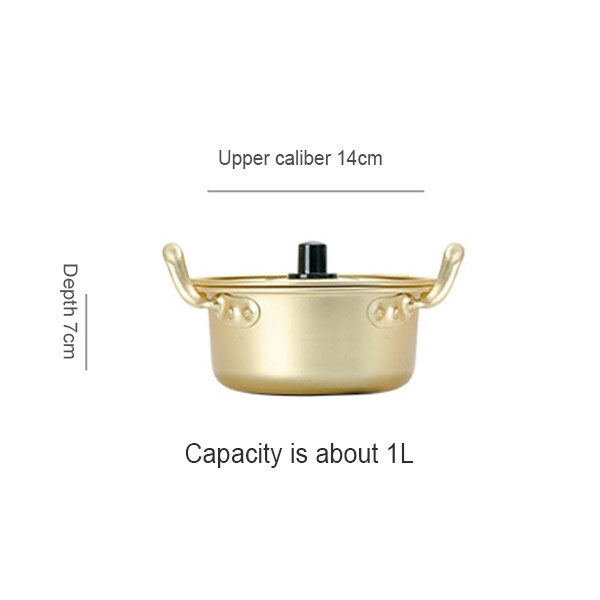 Koreaanse Ramen Noodles Pot Aluminium Soeppan Met Deksel Noedels Melk Ei Soep Kookpot Snelle Verwarming Voor Keuken Kookgerei: 1L