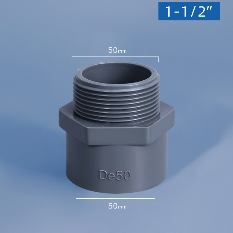 1Pcs Pvc Buisleidingen Buitendraad Slang Connector Huis Tuin Ibc Watertank Verbinding Plastic Gewrichten Adapter: 50mm