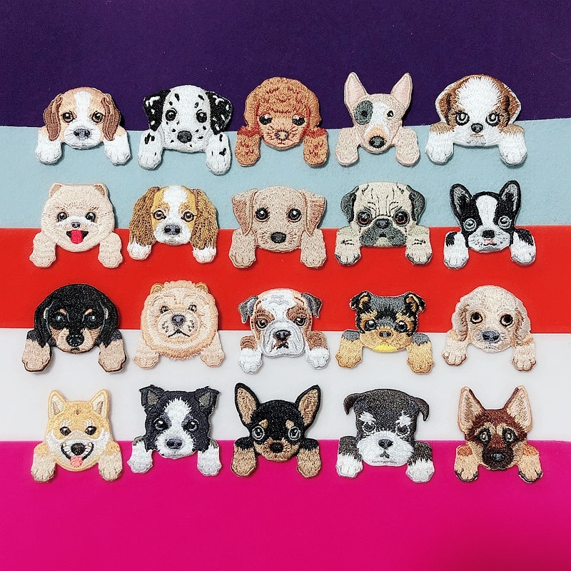 1 Stuk Leuke Mooie Dieren Borduurwerk Patch Baby Kleding Patches Rugzak Decor Kleine Applique Kleine Ijzeren Op Bulldog Badges