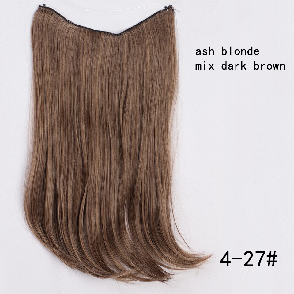 Synthetic Hair Extensions Long Straight Fish Line Hairpieces No Clips in One Piece Hair Extensions Heat Resistant Hair for Women: WEXS001- 4-27