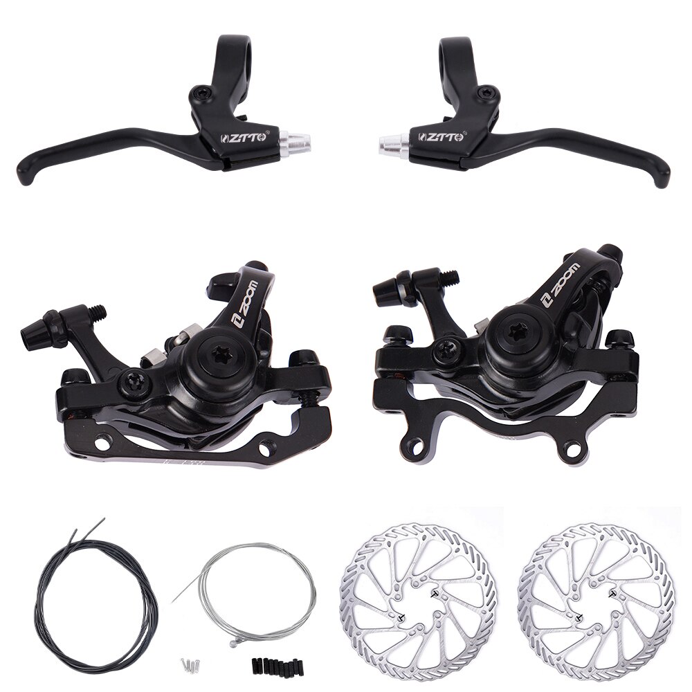 Two Sides Braking Force Mountain Bike Brake Mechanical Caliper Bicycle Disc Brake for MTB Road bike with 160mm Rotor Brake Lever