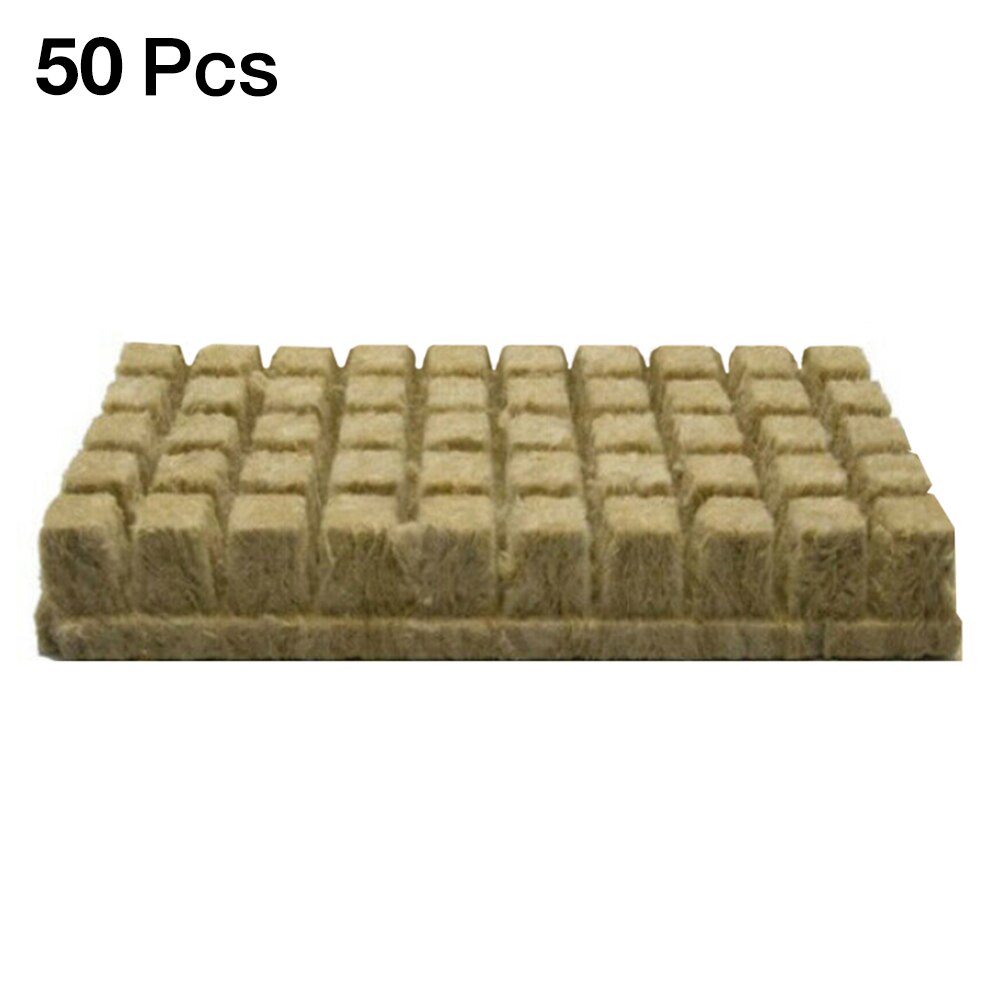 Cubos de lana de roca, Base de compresión, transpirable, hidropónico, para cultivo sin suelo, suministro de jardín, 100 piezas: 50PCS