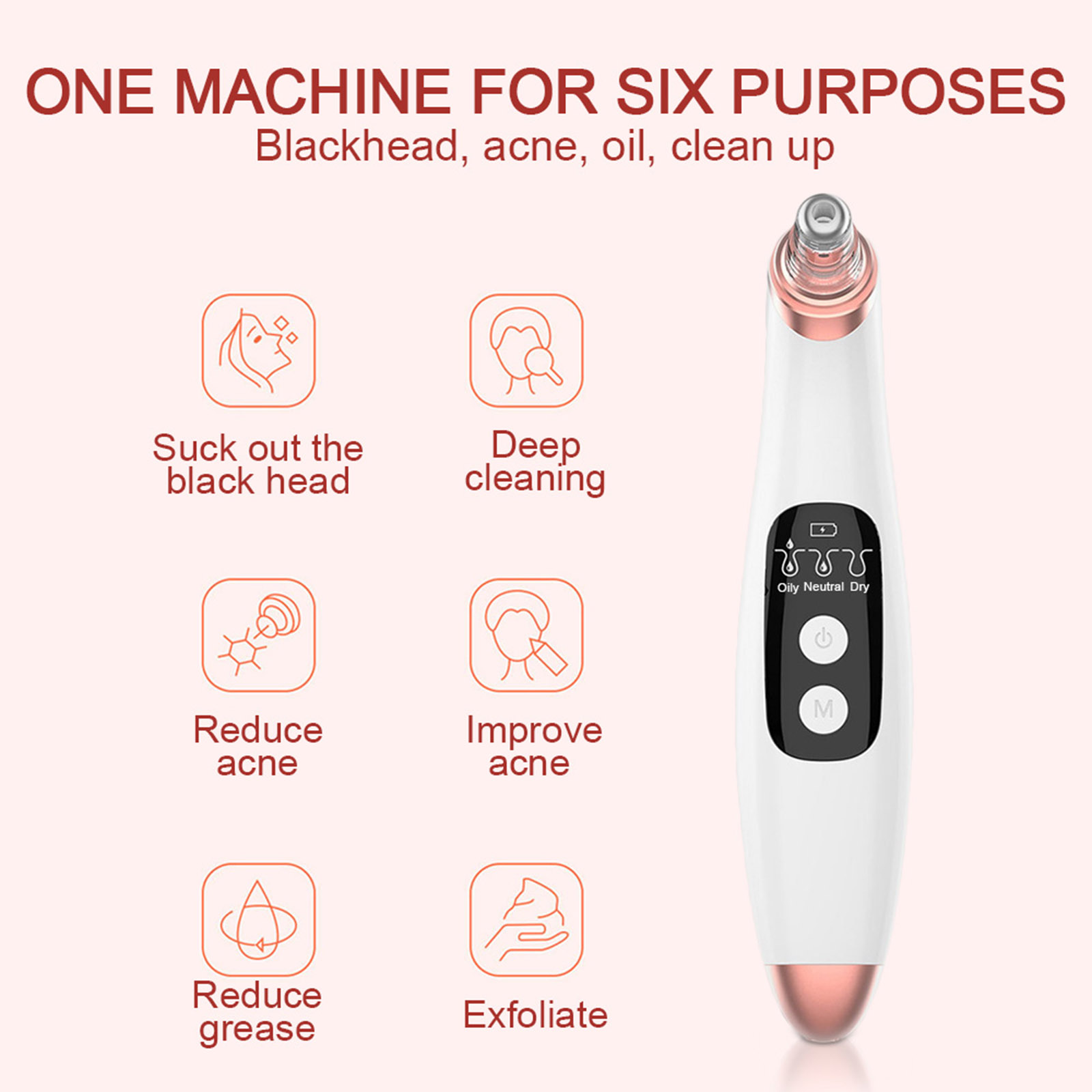 Blackhead Remover Pore Vacuum Electric Facial Cleaner Blackhead Extractor Comedo Removal Beauty Device USB Wifi and App Display